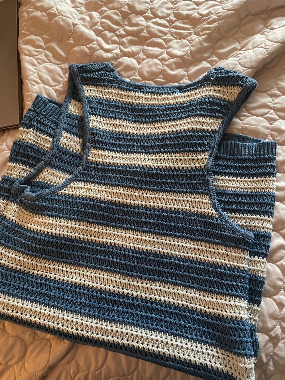 Free People Blue and Cream Striped Crochet Tank Dress - Picture 10 of 12